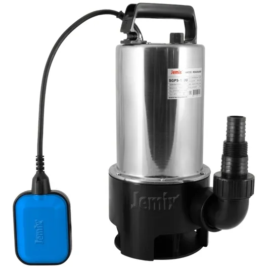 Насос дренажный  JEMIX SGPS-900/ФНН-250-9 для грязной воды 15м3/ч 9м 900Вт, нержавеющая сталь  с поп