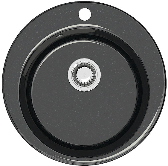 Мойка врезная BERGG Z30Q4 круглая Виктори чёрный глянец, 475*475*180 