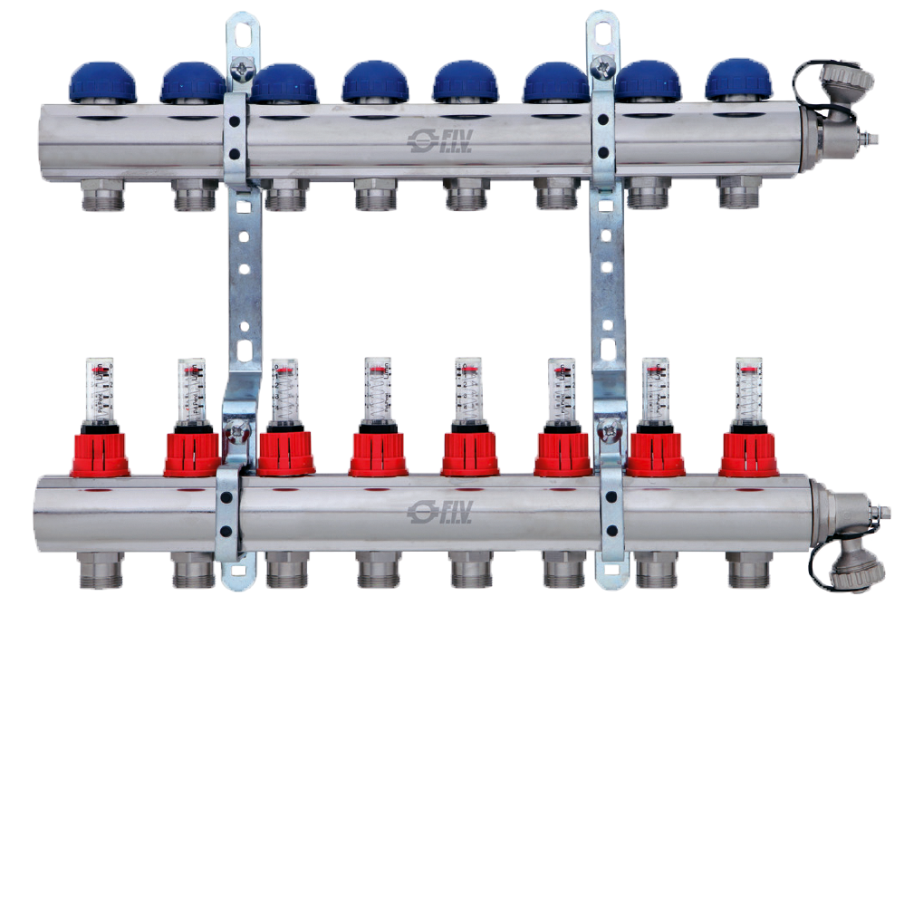 EMMETI Коллекторная группа. Коллекторная группа с расходомерами. Коллектор теплого пола EMMETI. Коллекторная группа 1" 7 выходов EMMETI.