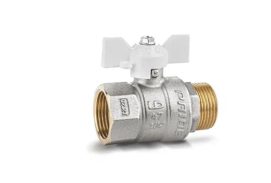 Кран шаровой латунь LD  Pride  3/4", бабочка,белая вн/нар,  