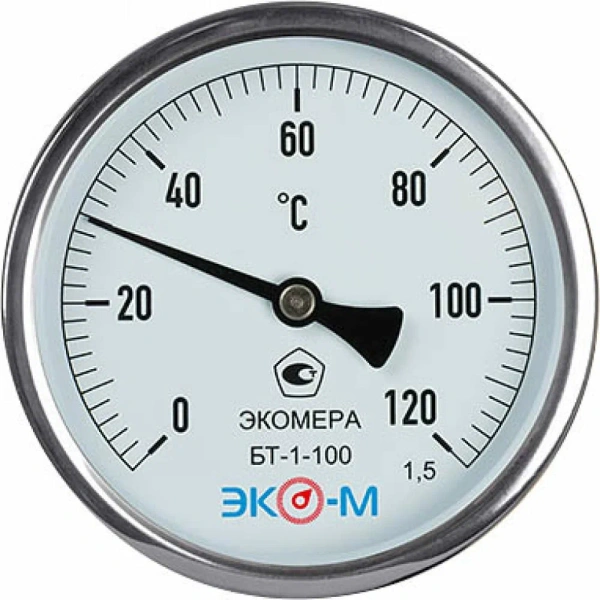 Термометр биметаллический ЭКОМЕРА БТ-1-100, 0-120С, L-100