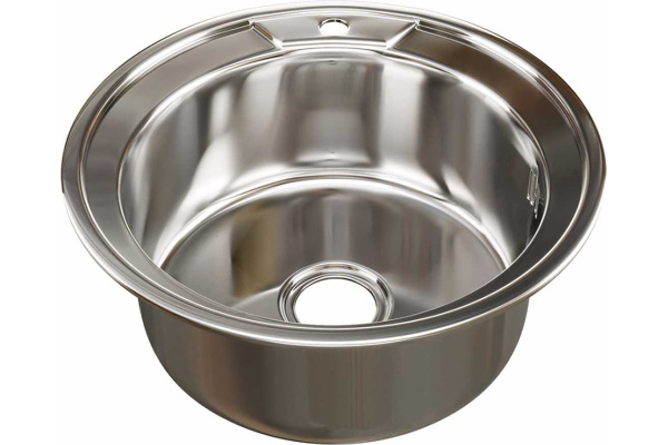 Мойка накладная круг d 49 (0,6) вып 3 1/2 MIXLINE (глуб чаши 17см) с сифоном