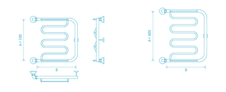 Полотенцесушитель МАРГРОИД Фокстрот B27 500х500мм  с полкой водяной полотенцесушители — купить сантехнику в Кургане, цены в интернет-магазине «АкваТехника»