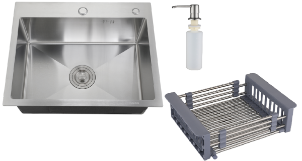 Мойка кухонная РМС 500*500 (3 в 1) + корз. раздв. + дозатор врезной MR-5050 — купить кухонную мойку в Кургане, цены в интернет-магазине «АкваТехника»