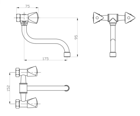 Смеситель для кухни РМС  SL119-361  пристен., двухвентильный  — купить смеситель для кухни в Кургане, цены в интернет-магазине «АкваТехника»