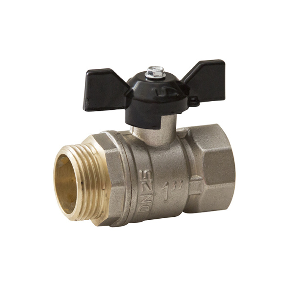 Кран шаровой латунь LD  Pride  1", бабочка,чёрная вн/нар,  