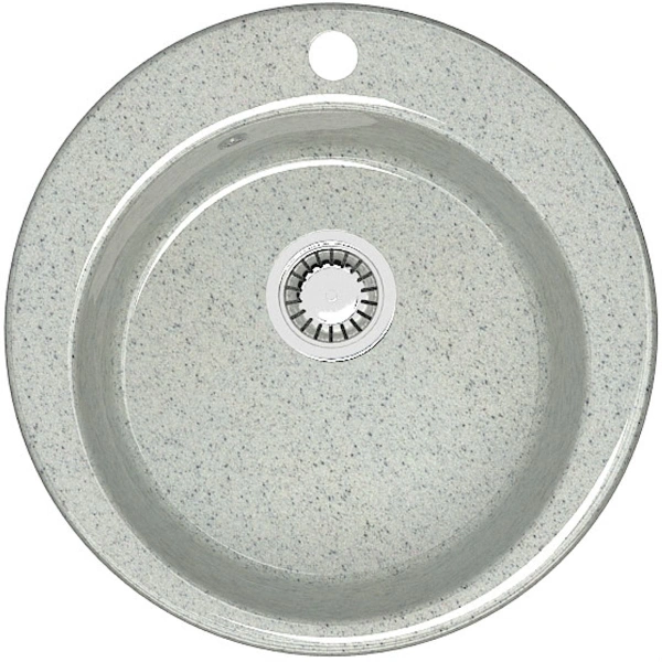 Мойка врезная BERGG Z30Q10 круглая Виктори светло-серый/глянец 475*475*180 